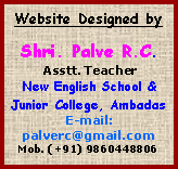 Text Box: Website Designed byShri. Palve R.C.Asstt. TeacherNew English School & Junior College, AmbadasE-mail: palverc@gmail.comMob. (+91) 9860448806